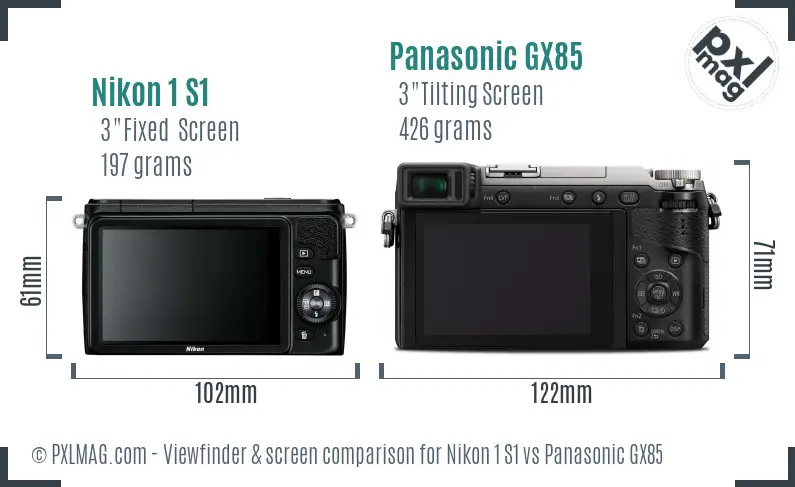 Nikon 1 S1 vs Panasonic GX85 Screen and Viewfinder comparison