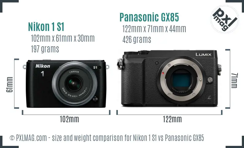 Nikon 1 S1 vs Panasonic GX85 size comparison