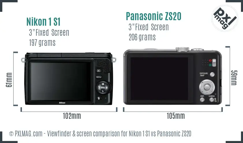 Nikon 1 S1 vs Panasonic ZS20 Screen and Viewfinder comparison