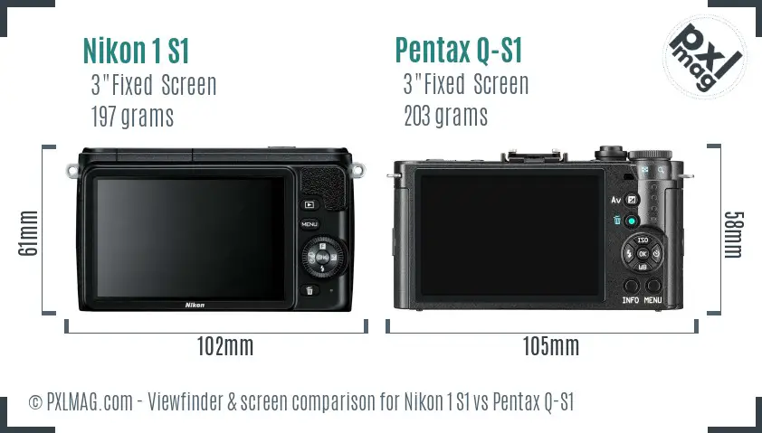 Nikon 1 S1 vs Pentax Q-S1 Screen and Viewfinder comparison