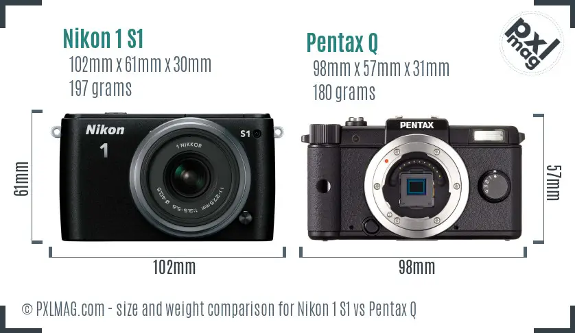 Nikon 1 S1 vs Pentax Q size comparison