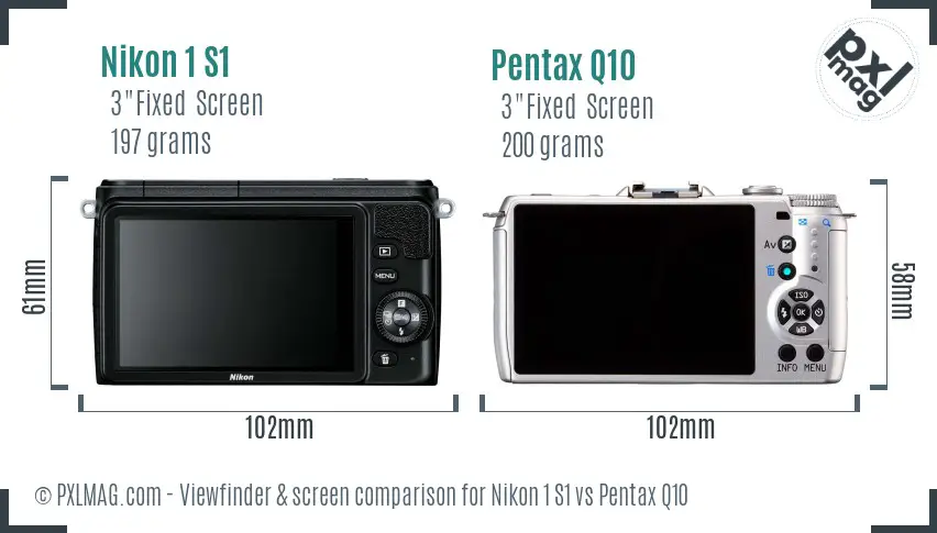 Nikon 1 S1 vs Pentax Q10 Screen and Viewfinder comparison