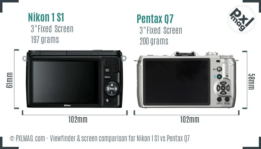 Nikon 1 S1 vs Pentax Q7 Screen and Viewfinder comparison