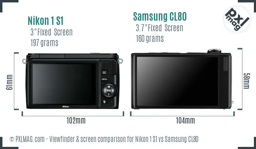 Nikon 1 S1 vs Samsung CL80 Screen and Viewfinder comparison