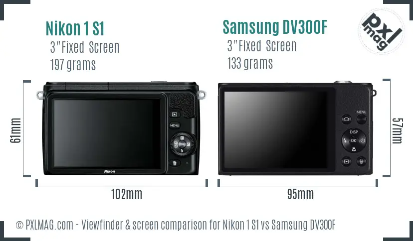 Nikon 1 S1 vs Samsung DV300F Screen and Viewfinder comparison