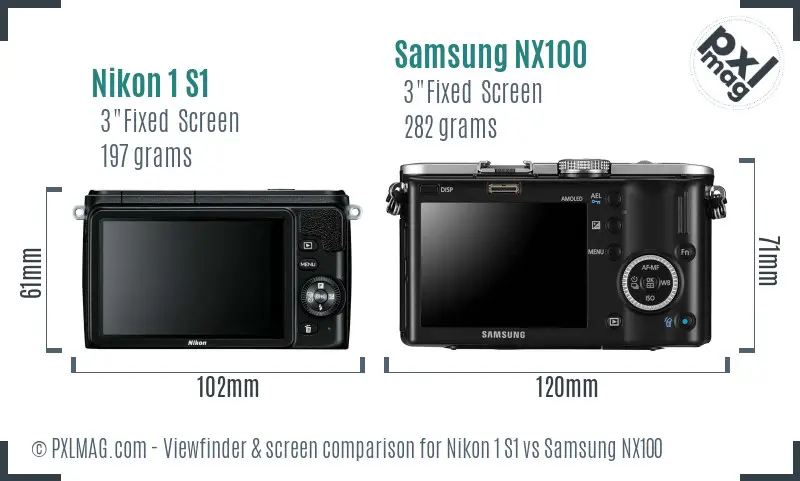 Nikon 1 S1 vs Samsung NX100 Screen and Viewfinder comparison