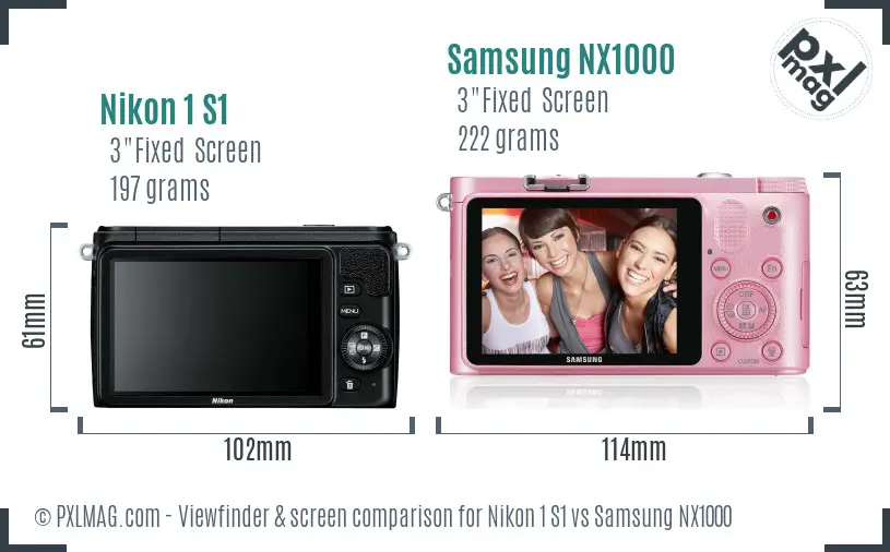 Nikon 1 S1 vs Samsung NX1000 Screen and Viewfinder comparison