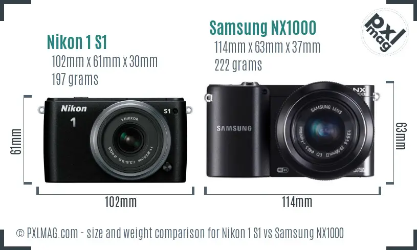 Nikon 1 S1 vs Samsung NX1000 size comparison