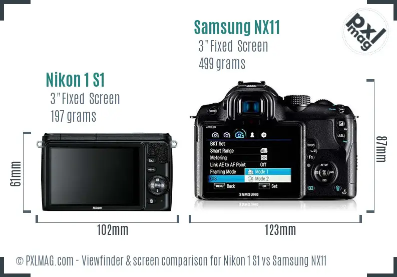 Nikon 1 S1 vs Samsung NX11 Screen and Viewfinder comparison