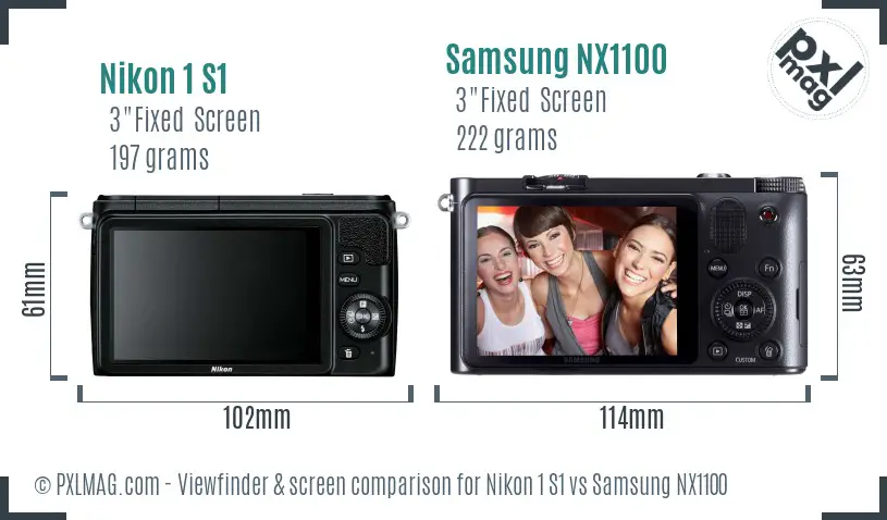 Nikon 1 S1 vs Samsung NX1100 Screen and Viewfinder comparison