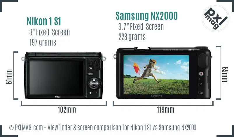 Nikon 1 S1 vs Samsung NX2000 Screen and Viewfinder comparison