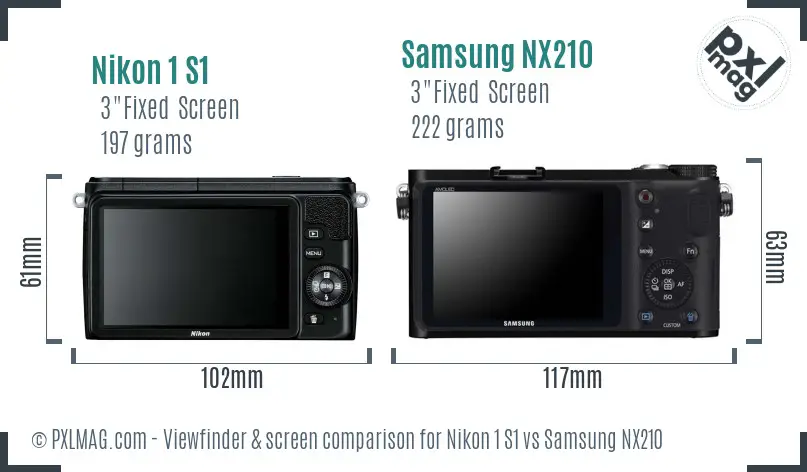 Nikon 1 S1 vs Samsung NX210 Screen and Viewfinder comparison
