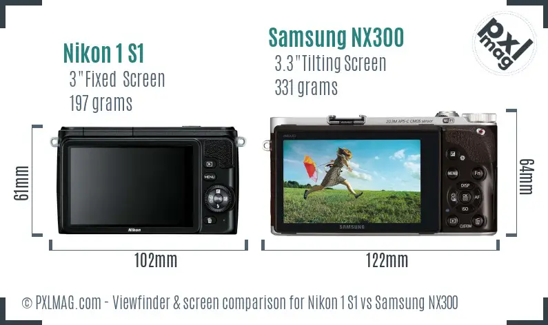 Nikon 1 S1 vs Samsung NX300 Screen and Viewfinder comparison
