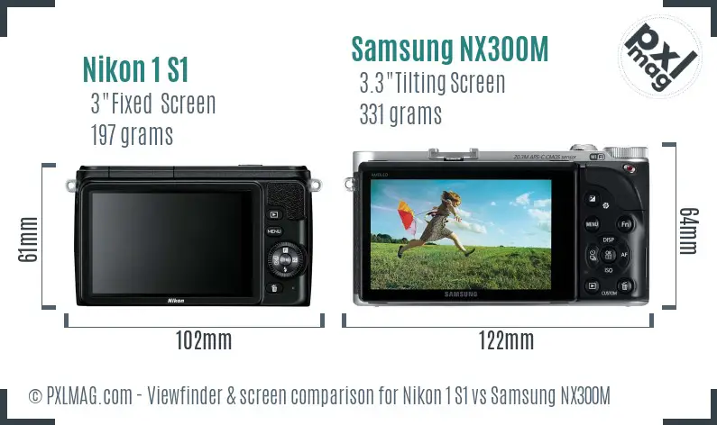 Nikon 1 S1 vs Samsung NX300M Screen and Viewfinder comparison