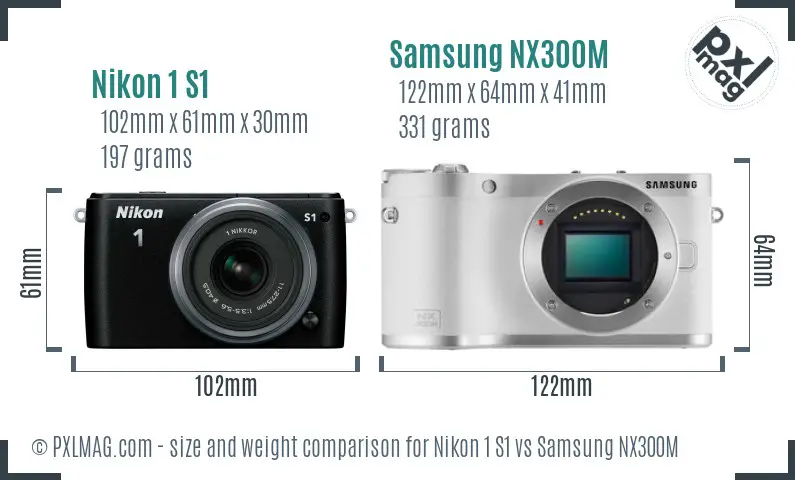 Nikon 1 S1 vs Samsung NX300M size comparison