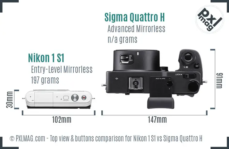 Nikon 1 S1 vs Sigma Quattro H top view buttons comparison