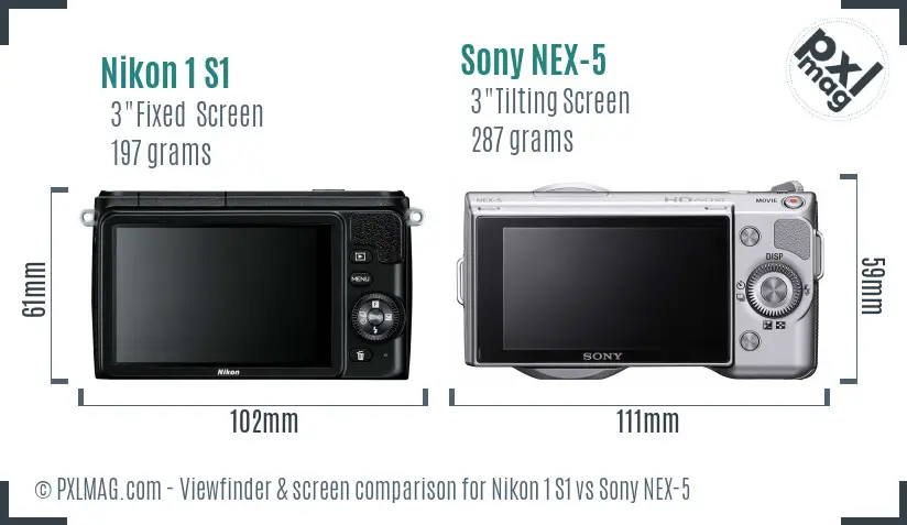 Nikon 1 S1 vs Sony NEX-5 Screen and Viewfinder comparison