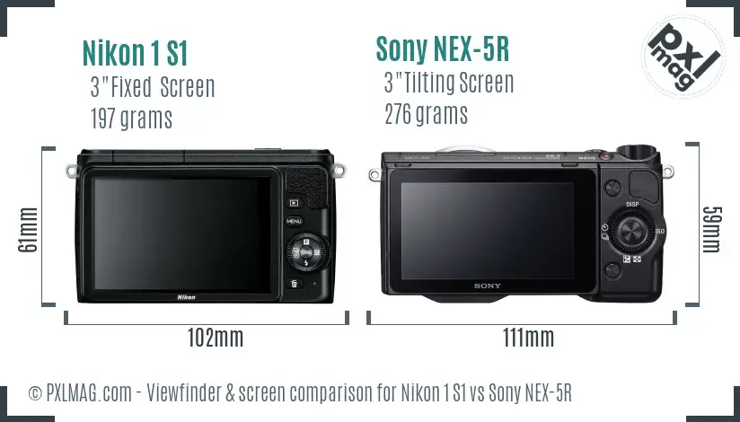 Nikon 1 S1 vs Sony NEX-5R Screen and Viewfinder comparison