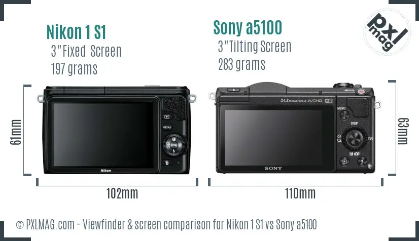 Nikon 1 S1 vs Sony a5100 Screen and Viewfinder comparison