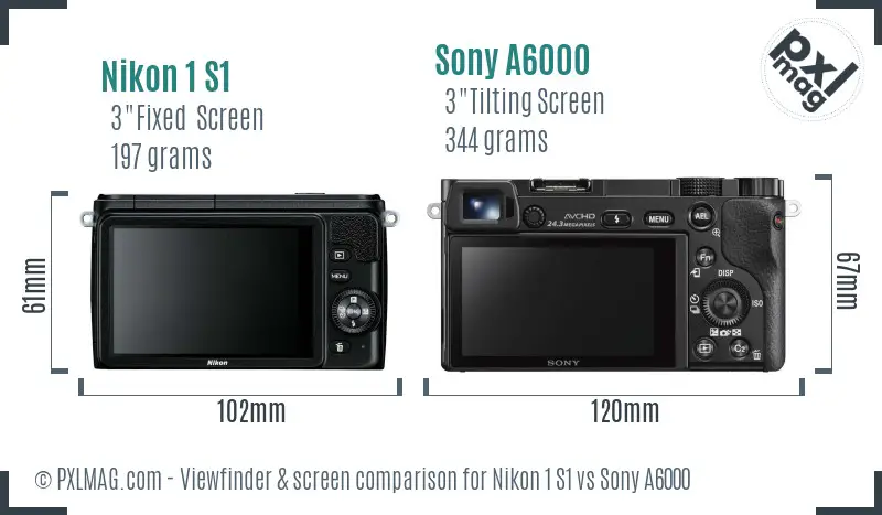 Nikon 1 S1 vs Sony A6000 Screen and Viewfinder comparison Nikon 1 S1 vs Sony A6000 Screen and Viewfinder comparison