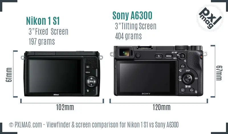 Nikon 1 S1 vs Sony A6300 Screen and Viewfinder comparison