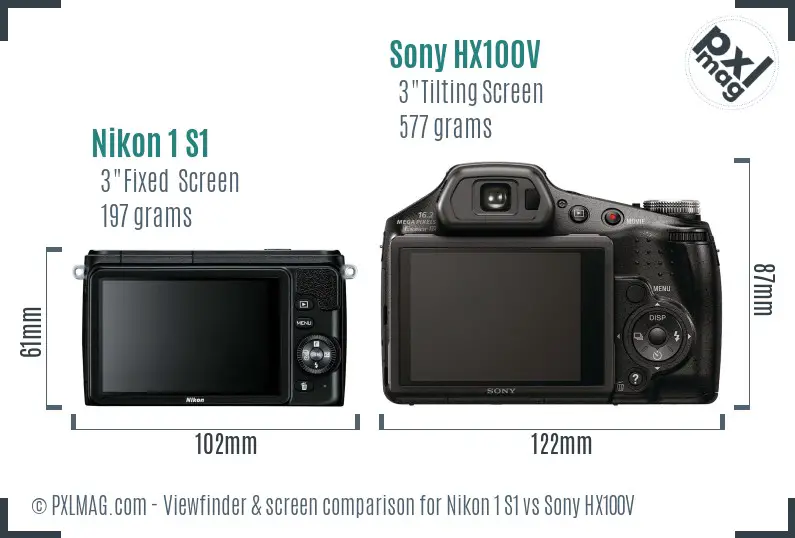 Nikon 1 S1 vs Sony HX100V Screen and Viewfinder comparison