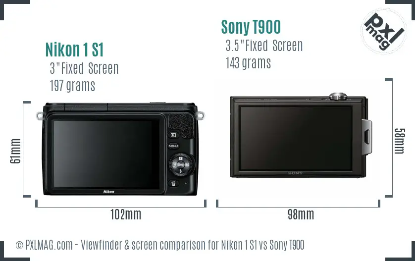 Nikon 1 S1 vs Sony T900 Screen and Viewfinder comparison