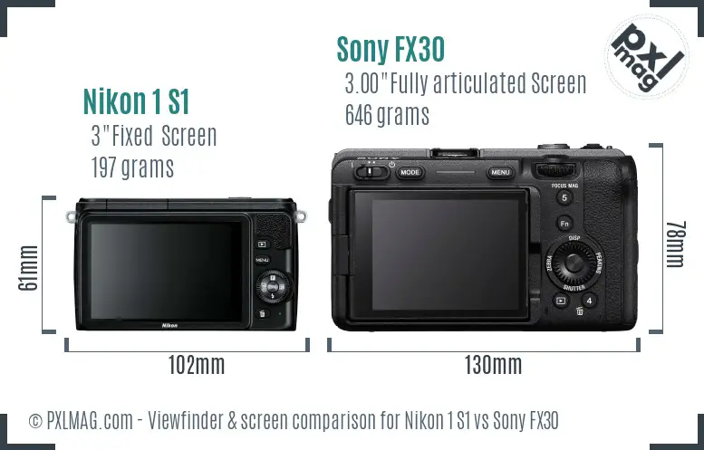 Nikon 1 S1 vs Sony FX30 Screen and Viewfinder comparison Nikon 1 S1 vs Sony FX30 Screen and Viewfinder comparison