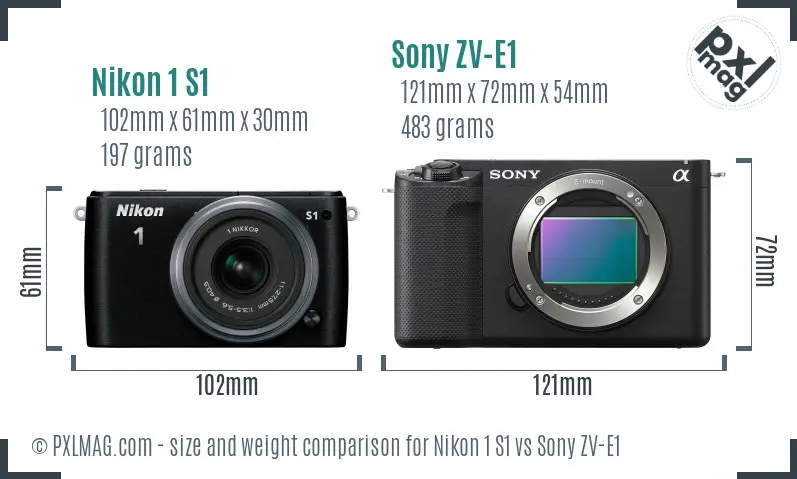 Nikon 1 S1 vs Sony ZV-E1 size comparison