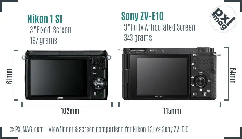 Nikon 1 S1 vs Sony ZV-E10 Screen and Viewfinder comparison