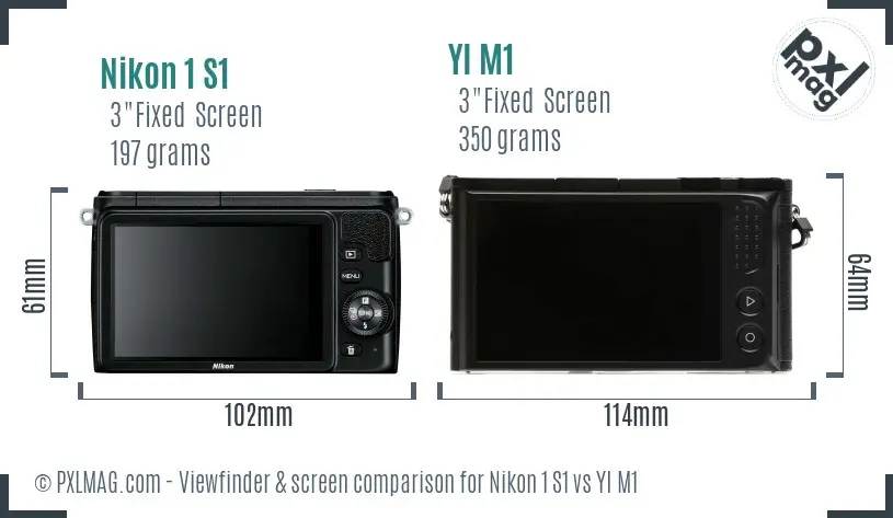 Nikon 1 S1 vs YI M1 Screen and Viewfinder comparison