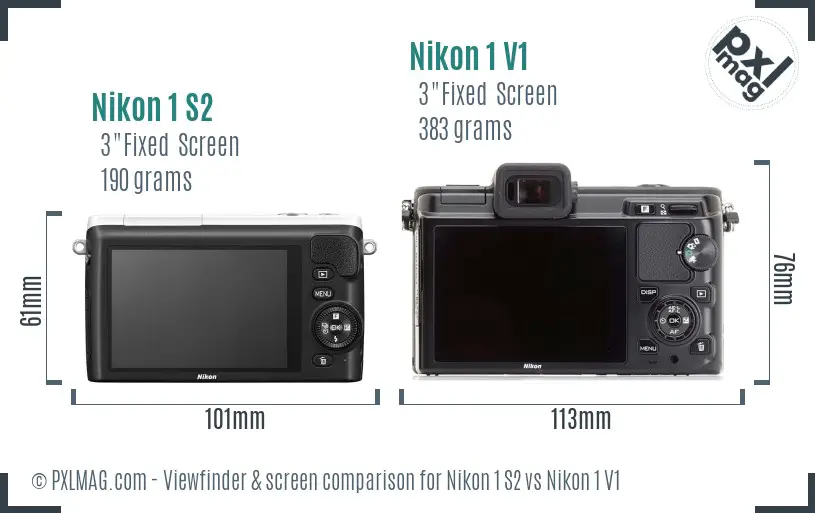 Nikon 1 S2 vs Nikon 1 V1 Screen and Viewfinder comparison