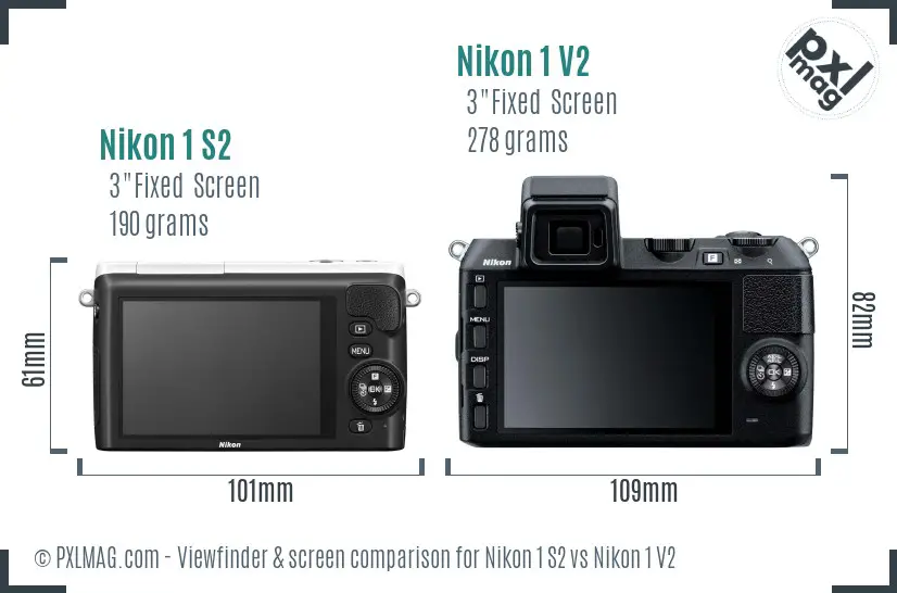 Nikon 1 S2 vs Nikon 1 V2 Screen and Viewfinder comparison