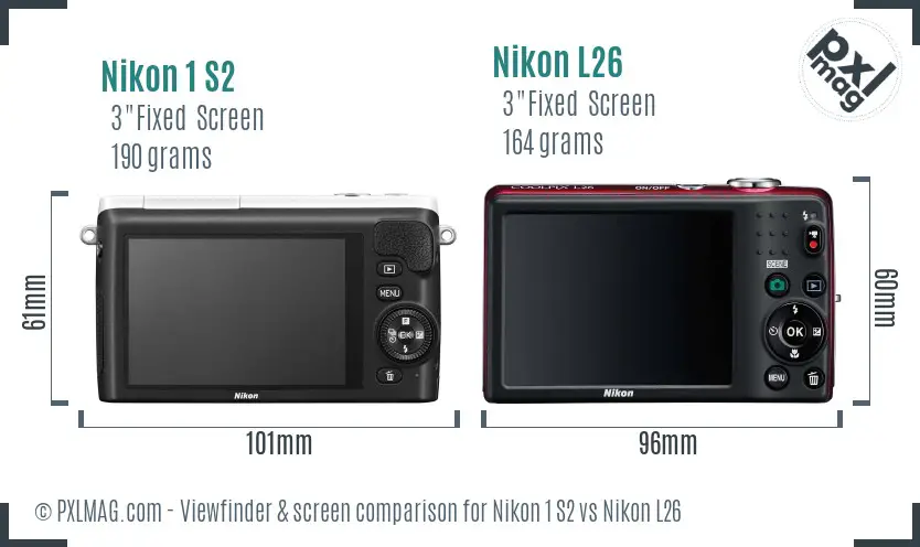 Nikon 1 S2 vs Nikon L26 Screen and Viewfinder comparison