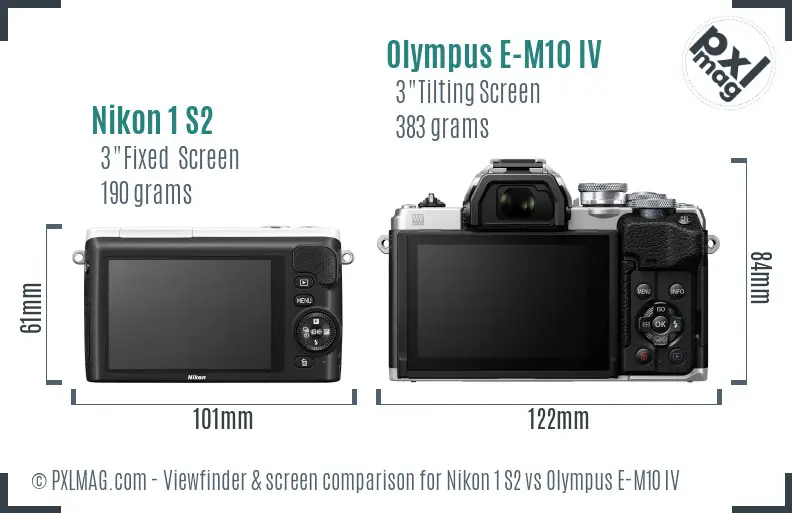 Nikon 1 S2 vs Olympus E-M10 IV Screen and Viewfinder comparison