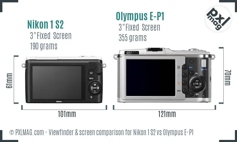 Nikon 1 S2 vs Olympus E-P1 Screen and Viewfinder comparison