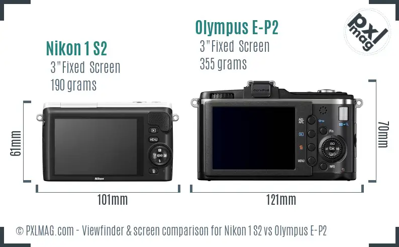 Nikon 1 S2 vs Olympus E-P2 Screen and Viewfinder comparison Nikon 1 S2 vs Olympus E-P2 Screen and Viewfinder comparison