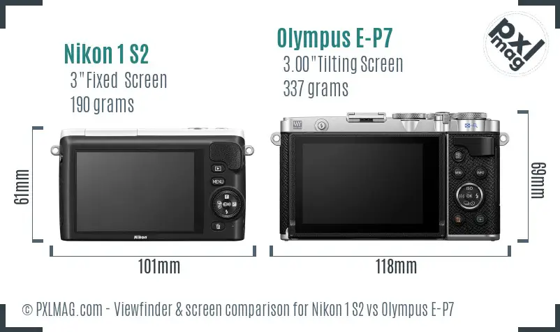 Nikon 1 S2 vs Olympus E-P7 Screen and Viewfinder comparison