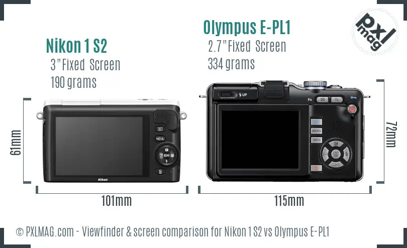 Nikon 1 S2 vs Olympus E-PL1 Screen and Viewfinder comparison