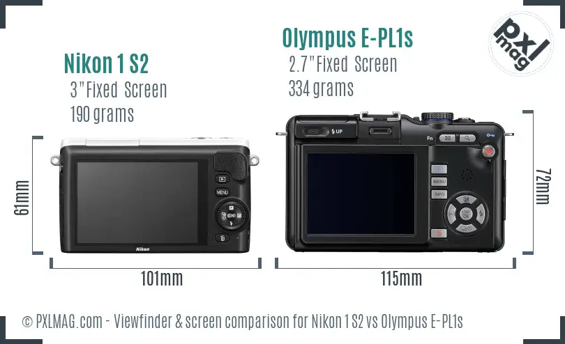 Nikon 1 S2 vs Olympus E-PL1s Screen and Viewfinder comparison