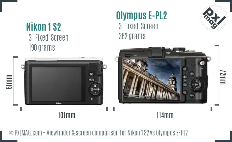 Nikon 1 S2 vs Olympus E-PL2 Screen and Viewfinder comparison