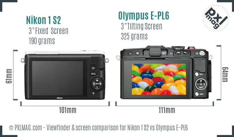 Nikon 1 S2 vs Olympus E-PL6 Screen and Viewfinder comparison