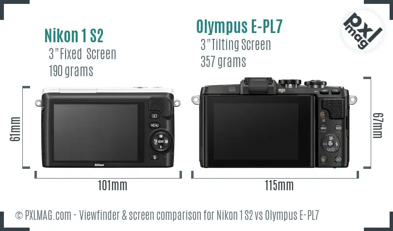 Nikon 1 S2 vs Olympus E-PL7 Screen and Viewfinder comparison