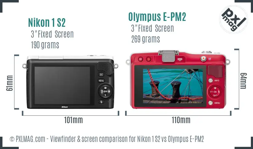 Nikon 1 S2 vs Olympus E-PM2 Screen and Viewfinder comparison
