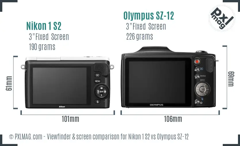Nikon 1 S2 vs Olympus SZ-12 Screen and Viewfinder comparison