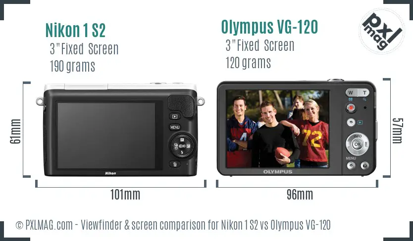 Nikon 1 S2 vs Olympus VG-120 Screen and Viewfinder comparison