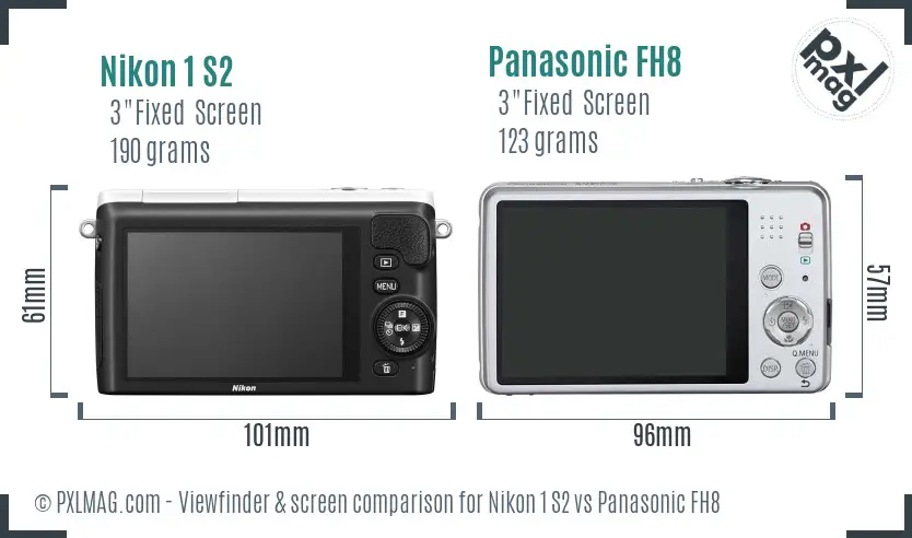 Nikon 1 S2 vs Panasonic FH8 Screen and Viewfinder comparison