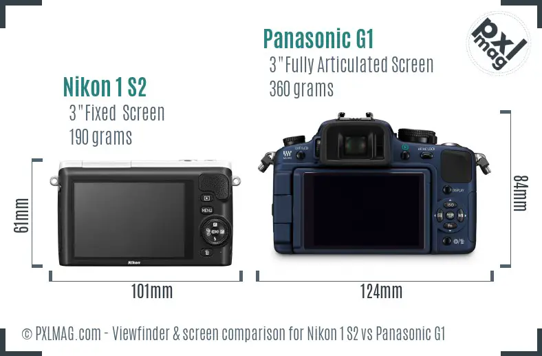 Nikon 1 S2 vs Panasonic G1 Screen and Viewfinder comparison