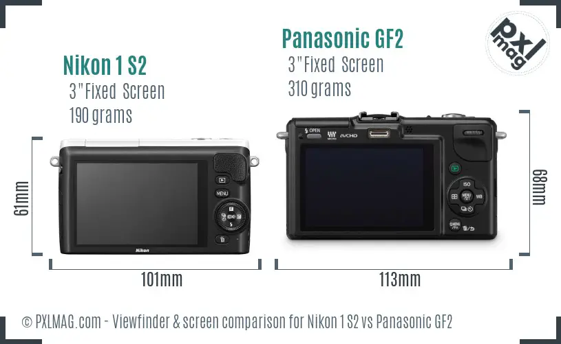 Nikon 1 S2 vs Panasonic GF2 Screen and Viewfinder comparison