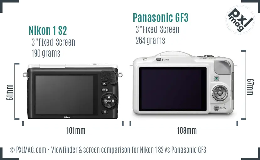 Nikon 1 S2 vs Panasonic GF3 Screen and Viewfinder comparison